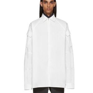 Random Identities White Zip Up Cargo Pocket Shirt XL